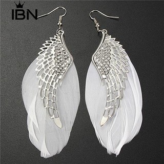 * Ibn Angel Wings Feather Dangle ต่างหูแขวนตะขอต่างหูยาว