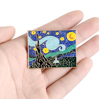 เข็มกลัดแฟชั่น ภาพวาดสีน้ํามัน รูปศิลปิน Vincent Van Goghs Starry Night