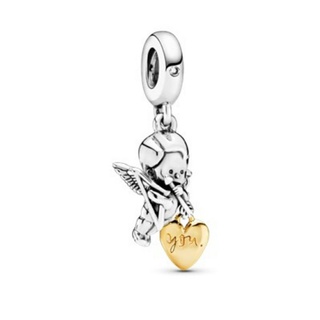 (พร้อมส่ง)*New*Pandora Cupid &amp; You Heart Dangle Charm