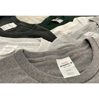 🔥Hanes Authentic Crew 5.6 Oz  ไม่มีตะเข็บข้าง  สินค้านำเข้า Made in Haiti