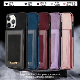 เคสโทรศัพท์มือถือหนัง ฝาพับ พร้อมช่องใส่บัตร หรูหรา สําหรับ iPhone 12 Mini 11 Pro XR X XS Max