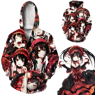 ชุดคอสเพลย์ เสื้อฮู้ดดี้ และกางเกง พิมพ์ลายอนิเมะ DATE A LIVE Tokisaki Kurumi สําหรับทุกเพศ