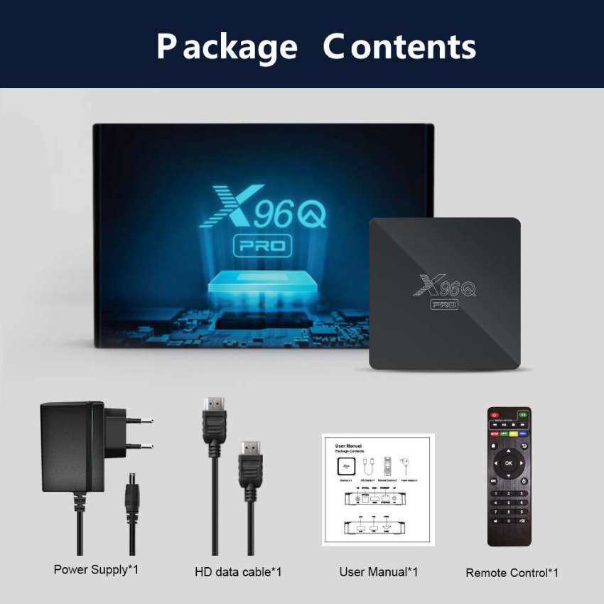2022 4K 60fps Android 10.0 TV Box X96Q PRO 2GB/16GB 2.4G/5G Dual-band WiFi Allwinner H313 HDR Smart TV Box HGWS