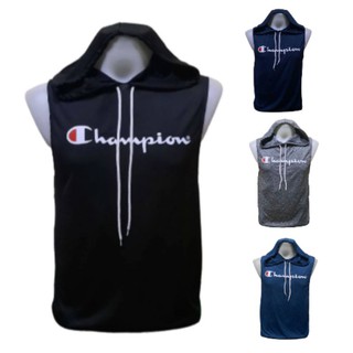 เสื้อฮู้ดแขนกุด เสื้อฮู้ดไม่มีแขน เสื้อฮู้ดมีหมวกแขนกุด เสื้อมีหมวก sleeveless hoodie Champion ออกกำลังกายเสื้อยืด