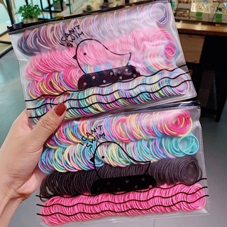 1000/100 ชิ้น / ถุง ที่มีสีสัน ผม Scrunchies ยืดหยุ่น ยางรัดผม สําหรับเด็กผู้หญิง / ผู้หญิง เด็ก ที่คาดผม เครื่องประดับผม ยางรัดผม