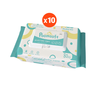 【80 แผ่น*10 แพ็ค (800 ชิ้น)】ทษชูเปียก Poomsoft กระดาษเปียก ทิชชู่เปียกยกลัง Baby wipes ทิชชูเปียก กระดาษเปียกเช็ดหน้า