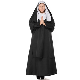 cp87 ชุดแม่ชีคนอ้วน ชุดสาวอวบ แฟนซีแม่ชีสีดำ ชุดแม่ชีPlus size ชุดแม่ชี ชุดเดอะนัน The Nun