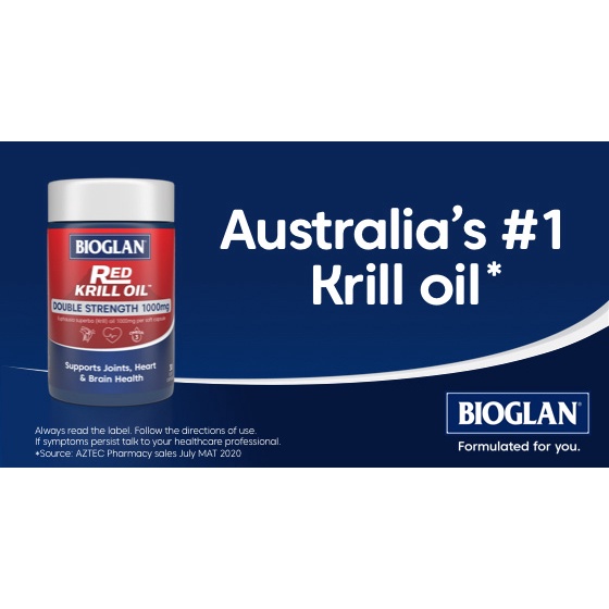 Bioglan Red Krill Oil 1000mg 60 Capsules น้ำมันคริลล์ บำรุงหัวใจ สมอง