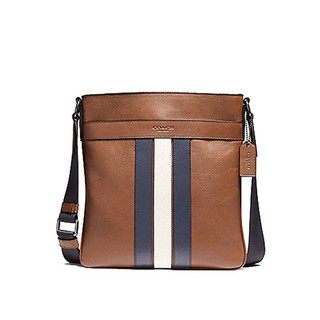 กระเป๋าสะพายผู้ชาย หนังแท้ COACH F23216 CHARLES CROSSBODY WITH VARSITY STRIPE (สีน้ำตาล)