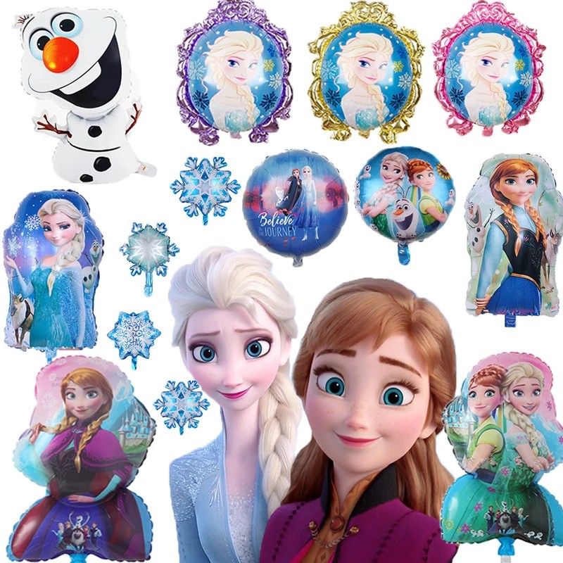 [คลังสินค้าพร้อม] Disney Frozen 2 Purple Elsa Anna Olaf Theme Party Wall Decorative Foil Balloon