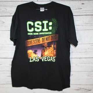 ROUNDคอลูกเรือNeckใหม่ เสื้อยืดลําลอง แขนสั้น พิมพ์ลายตํารวจตํารวจ Csi Las Vegas Crime Scene Investigation สไตล์วินเทจ เ