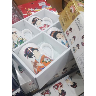 ecook ของขวัญ ชุด แก้วน้ำ ลายญี่ปุ่น m keyway ceramic mug kimono10oz 300ml 4pcs 1set