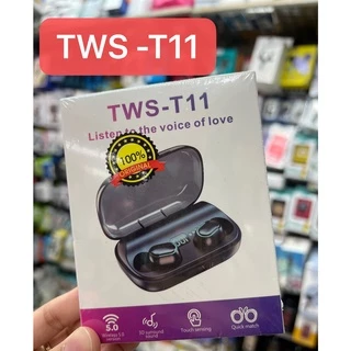 Wireless bluetooth 5.0 headset TWS T11 หูฟังไร้สาย stereo call headset Battery display TWSหูฟังสเตอริโอ