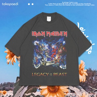 เสื้อยืดผ้าฝ้ายพิมพ์ลายขายดี เสื้อยืดโอเวอร์ไซซ์ ลาย iron maiden สไตล์วินเทจ สําหรับผู้ชาย และผู้หญิง