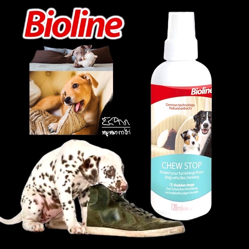 BIOLINE CHEW STOP SPRAY สเปรย์ป้องกันสุนัขกัดแทะ เครื่องใช้ภายในบ้าน ไร้กลิ่น ปลอดภัย(ขนาด 120 มิลลิ