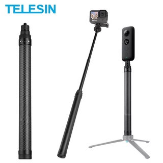 TELESIN 116cm Carbon Fiber Monopod Selfie Stick Extendable With 1/4 Screw For GoPro Hero 11 10 9 8 Insta360 Osmo Action