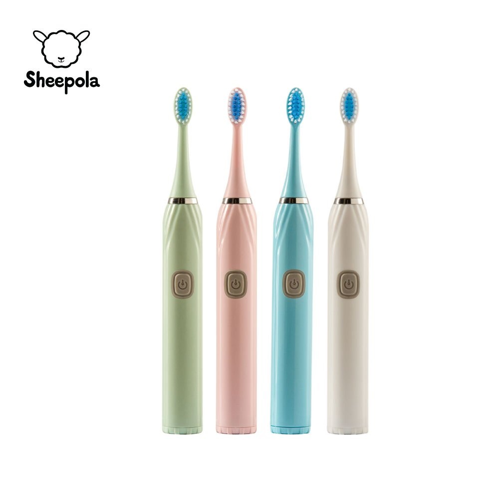 Sheepola แปรงสีฟันไฟฟ้าใส่ถ่าน พร้อมหัวแปรง 2 หัว กันน้ำ 5โหมด