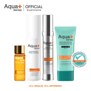 [AQUA9 ลด 130.-] AquaPlus Micro-Cleanser 150 ml. &amp; C Serum 15 ml. &amp; Bright-Up Moisturizer 30 ml. &amp; Sunscreen 50 ml.