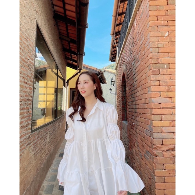 อน.6130 มินิเดรสคอปก แขนยาว แต่งสม็อคช่วงแขน New Dress สวยสุดๆ เดรสสั้นแขนยาว น่ารักมากๆ มาใหม่สวยมากๆค่า/