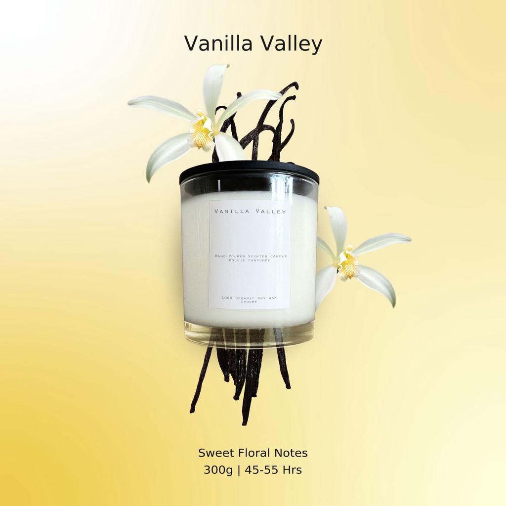 (ลด50.-โค้ดหน้าร้านลด25+SKY111CNลด25) เทียนหอม Soy Wax กลิ่น Vanilla Valley 300g / 10.14 oz Double w