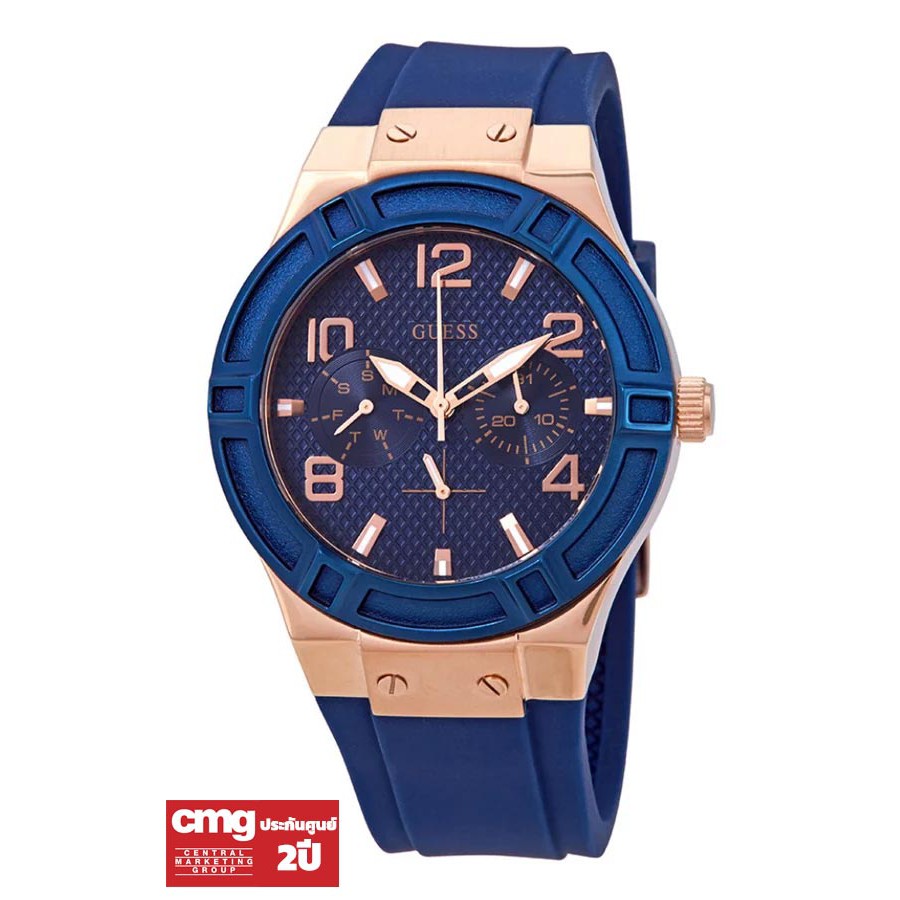 Guess นาฬิกาข้อมือผู้หญิง สายสายซิลิโคน รุ่น  W0571L,W0571L1 -  สีโรสโกลด์-สีน้ำเงินเข้ม