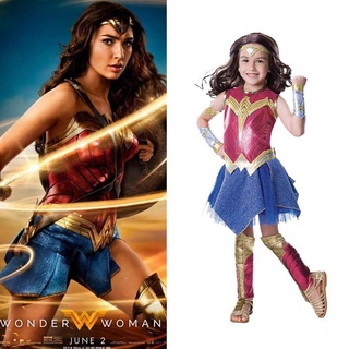 Kids DC Wonder Woman Children Cosplay Costume Halloween Fancy Dress Party Suit Girls