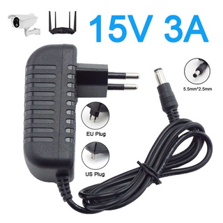 อะแดปเตอร์แปลงพาวเวอร์ซัพพลาย Ac 110V 220V เป็น DC 15V 3A ปลั๊ก EU US 5.5x2.5 มม.