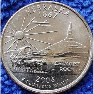 เหรียญ​สหรัฐอเมริกา USA, 1​ Quarter, (Nebraska), ชุด​ State​ Quarter, #​2064T, ใช้แล้ว