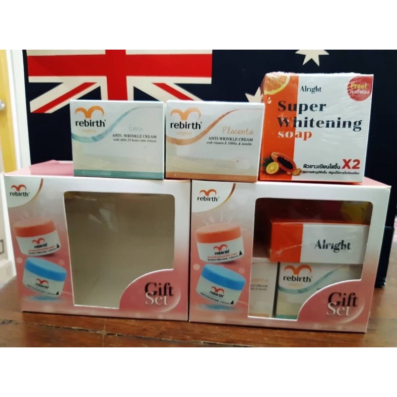 Rebirth Set 2 Items Placenta Placenta Cream 100ml + Emu Anti-Wrinkle Cream 100ml [Free! Alright Micellar Soap 70g]….