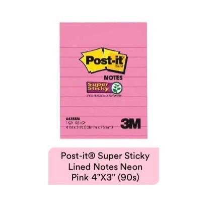 3M Post-It Super Sticky Lined Notes 4" x 3" ( 90s )