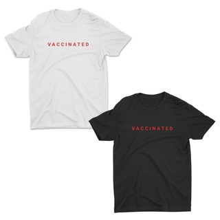 AIDEER เสื้อยืดพิมพ์ลาย VACCINATED ฉีดวัคซีนแล้ว มี 2 ลวดลาย มีเสื้อสีดำและสีขาวSize S-5XL