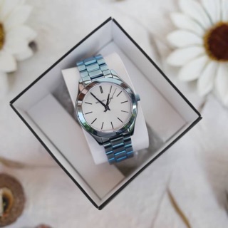 MICHAEL KORS Slim Runway Silver Dial Cerulean-tone Ladies Watch