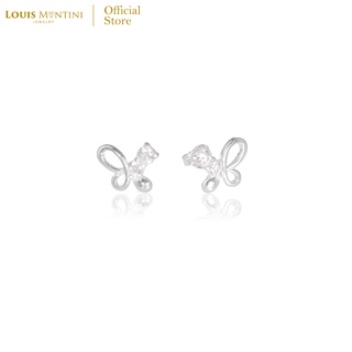 Louis Montini (Jewelry) Sterling Silver 925 Earrings ต่างหูเงินแท้ 92.5% ต่างหูผู้หญิง รูปผีเสื้อ LJER49