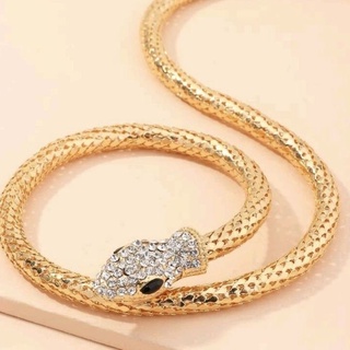 🐍🐍 Rhinestone-Head and Body-Gold Snake Bracelet and Necklace 🐍🐍กำไลและสร้อยเอนกประสงค์เจ้างูน้อย หัวเพชรและลำตัวทอง