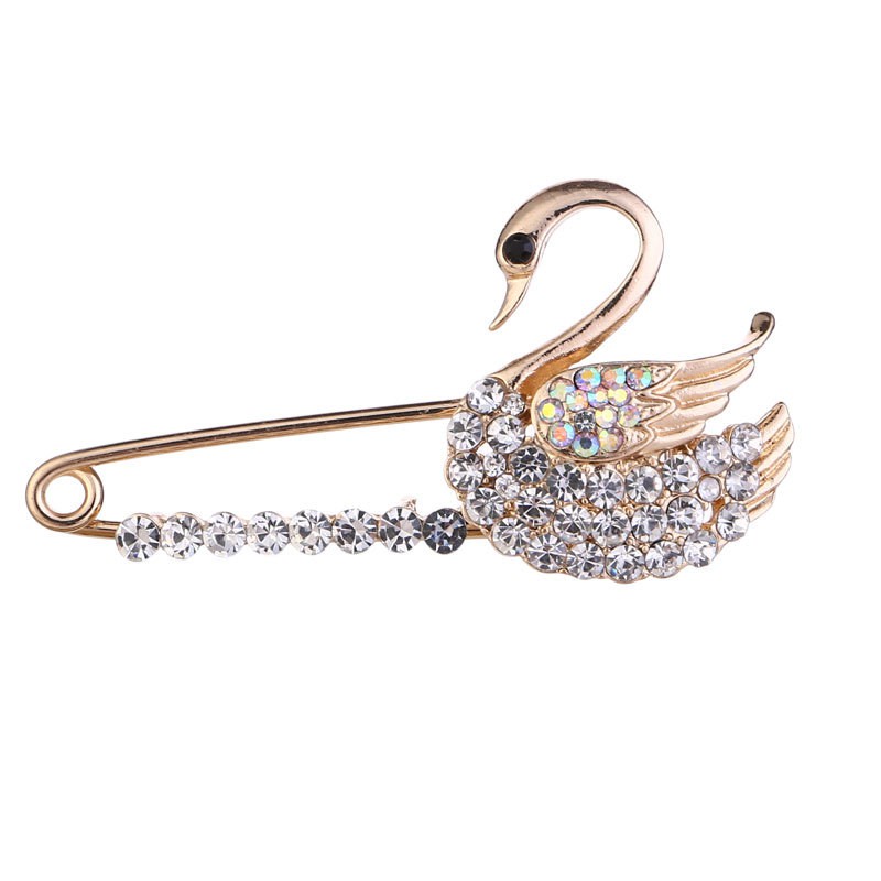 Elegant shine Rhinestone Swan เข็มกลัด Pin Retro High-end Swan เข็มกลัดแฟชั่นอุปกรณ์เสริมยอดนิยม