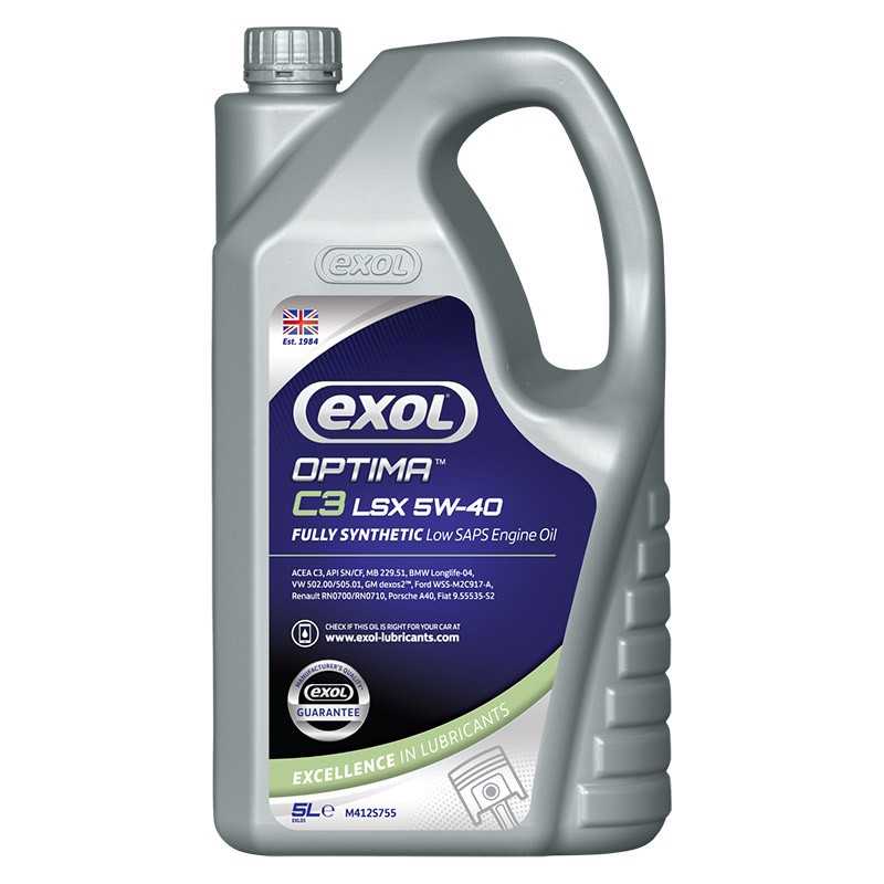 Exol Optima C3 LSX 5W-40 น้ำมันเครื่อง SAPS สังเคราะห์ต่ำเต็มที่ ปริมาณ 5 ลิตร