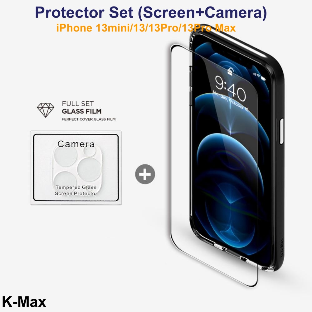 K-Max iPhone 13Mini/13/13Pro/13Pro Max [Screen + Camera Protector ] [Ultrasonic Fingerprint Reader] 