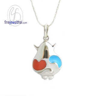 Finejewelthai จี้วัว-จี้ลงสี-จี้เงิน-เงินแท้ 925-Enamel-Silver-Cow-Pendant - P10650000E