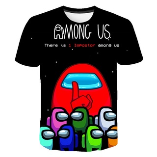 เสื้อยืดแขนสั้นลําลอง พิมพ์ลาย Among Us 3 มิติ แฟชั่นฤดูร้อน สไตล์สตรีท สําหรับเด็กผู้ชาย และเด็กผู้หญิง