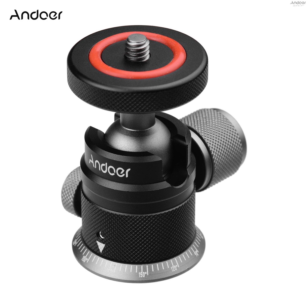 【จัดส่งด่วนในพื้นที่】 Andoer ขาตั้งกล้องอลูมิเนียมอัลลอยด์ หัวบอลพาโนรามา 360° หมุนได้ 180° เมาท์ขาตั้งกล้อง 1/4 แบบพลิกตั้งได้ สําหรับกล้อง DSLR Mirrorless
