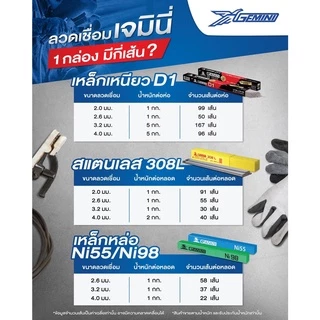GEMINI ลวดเชื่อมสแตนเลส 308L 2.0 x 300 มม. 1 หลอด 1 กิโลกรัม