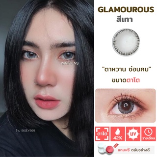 ไม่แถมตลับ Glamourous Gray (ตาโต) คอนแทคเลนส์ Wink