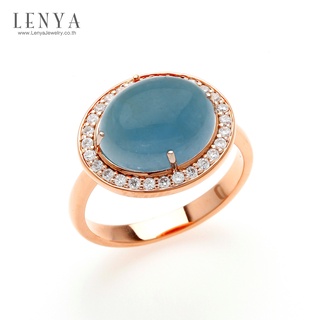 Lenya Jewelry แหวนประดับด้วย Aquamarine ช่วยปกป้องคุ้มครองในเรื่องการเดินทาง  ล้อมด้วย DiamondLike