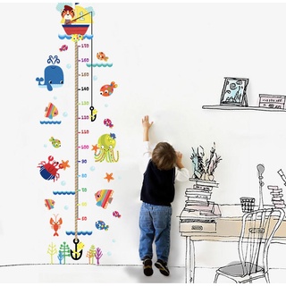 สติ๊กเกอร์ใส วัดส่วนสูง ปลาโลมา สติ๊กเกอร์ใส ติดผนังบ้าน Wallsticker Home Decor