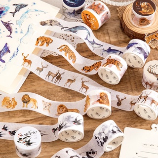 Journamm 6 Designs Kawaii Animal Washi เทปสติ๊กเกอร์ Diy สําหรับติดตกแต่งสมุดกระดาษหัตถกรรม