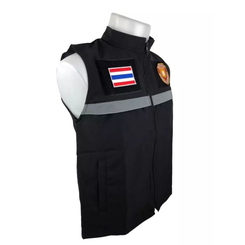 เสื้อกั๊ก พนักงานรักษาความปลอดภัย พปร. รปภ. (Security) แบบมีแถปสะท้อนแสง  ซับในเต็มตัวผ้ากันน้ำไม่ร้อนใส่สบาย | Shopee Thailand