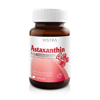 Vistra Astaxanthin capsules plus vitamin E  วิสทร้า แอสต้าแซนธีน แอสต้าแซนทีน สาหร่ายสีแดง (หมดอายุปี 2025)