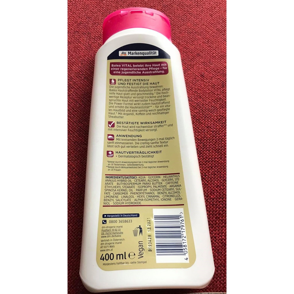 Bodylotion กระชับผิวกาย จากเยอรมัน Balea Body lotion Vital, 400ml ขวด