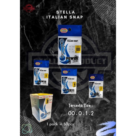ITALIAN SNAP STELLA ORIGINAL FISHING PIN SIZE 00/0/1/2