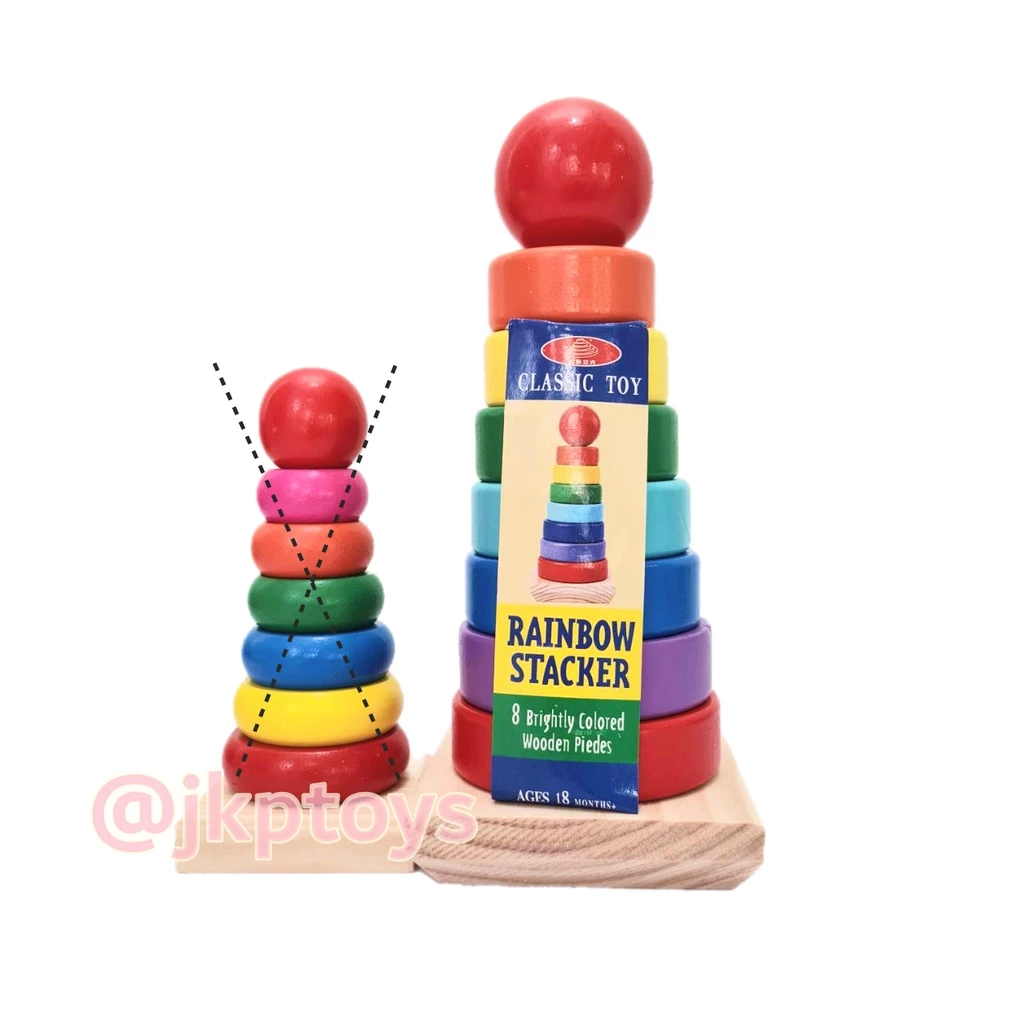 ❤️Todds & Kids Toys ของเล่นไม้เสริมพัฒนาการ วงเเหวนสวมหลัก (รุ่นใหญ่)
